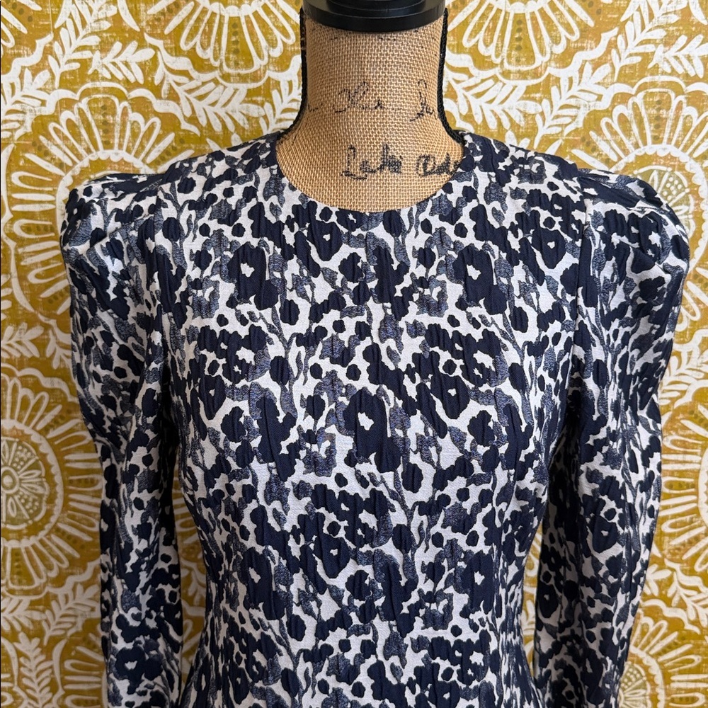 Black Halo Hadley Abstract Floral Long Sleeve Mini Dress in Spotted Vines Sz 6 - Picture 9 of 15
